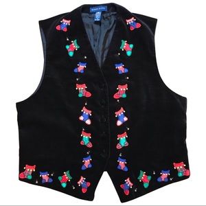 Karen Scott Christmas stocking & bells vest, VNTG